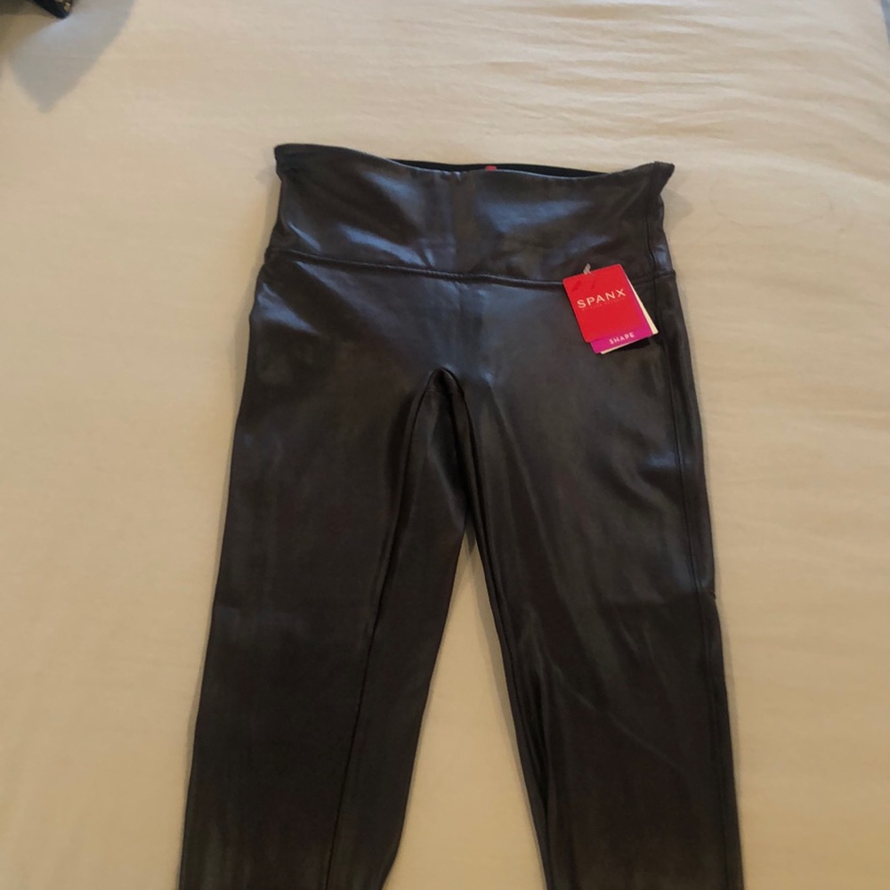 Spanx Faux Leather Leggings- wine/burgundy color